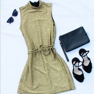 Metallic Gold Topshop Sleeveless Dress - Size 4